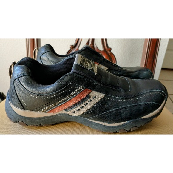 Skechers Shoe Mens Size 10 Black Leather Relaxed Fit Loafer Slip On Sneakers - Picture 2 of 7